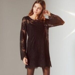 Urban Outfitters Black Lace Bell Sleeve Long Sleeve Dress